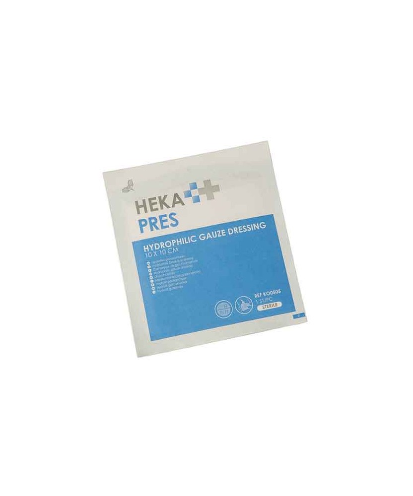 HEKA pres hydrofiel gaaskompres 10 x 10 cm steriel - 12 lagen los