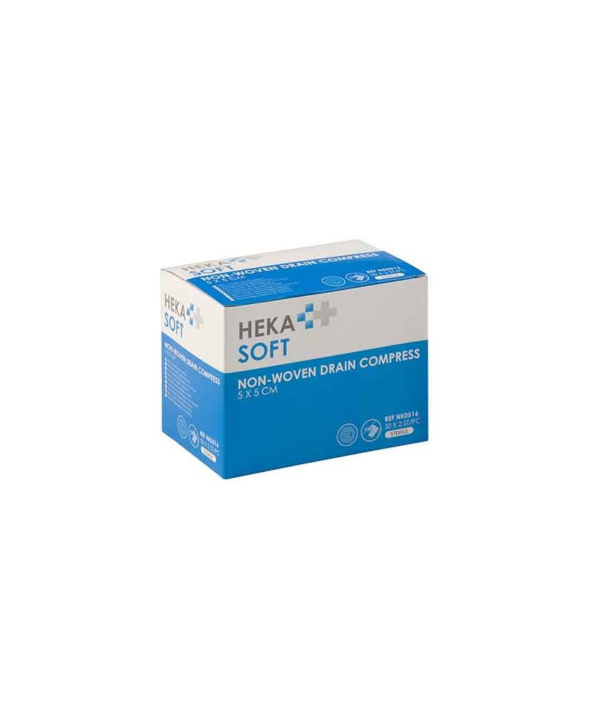 HEKA soft non-woven drainkompres 5 x 5 cm steriel - 4 lagen