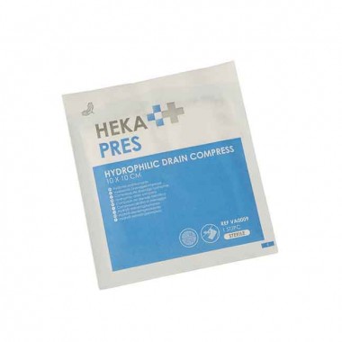 HEKA pres hydrofiel drainkompres 10 x 10 cm steriel