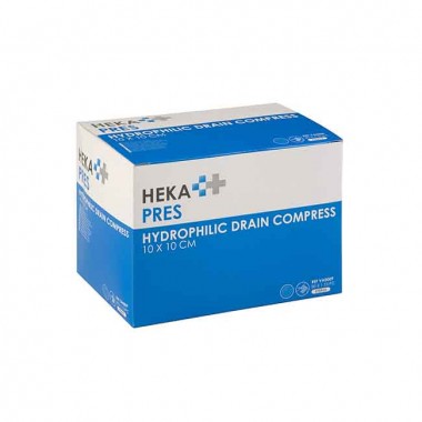 HEKA pres hydrofiel drainkompres 10 x 10 cm steriel